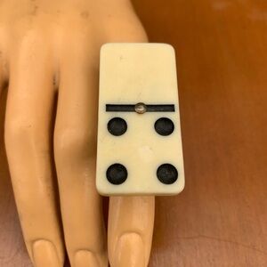 Cream and Black Domino Statement Ring